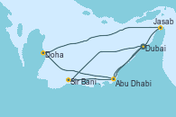 Visitando Dubai, Sir Bani Yas Is (Emiratos Árabes Unidos), Abu Dhabi (Emiratos Árabes Unidos), Doha (Catar), Jasab (Omán), Abu Dhabi (Emiratos Árabes Unidos), Dubai